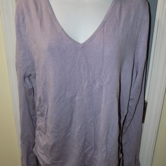 Apostrophe Stretch Purple V-neck Sweater Ties at Sides Size XL (18) Women's EUC - Picture 2 of 3